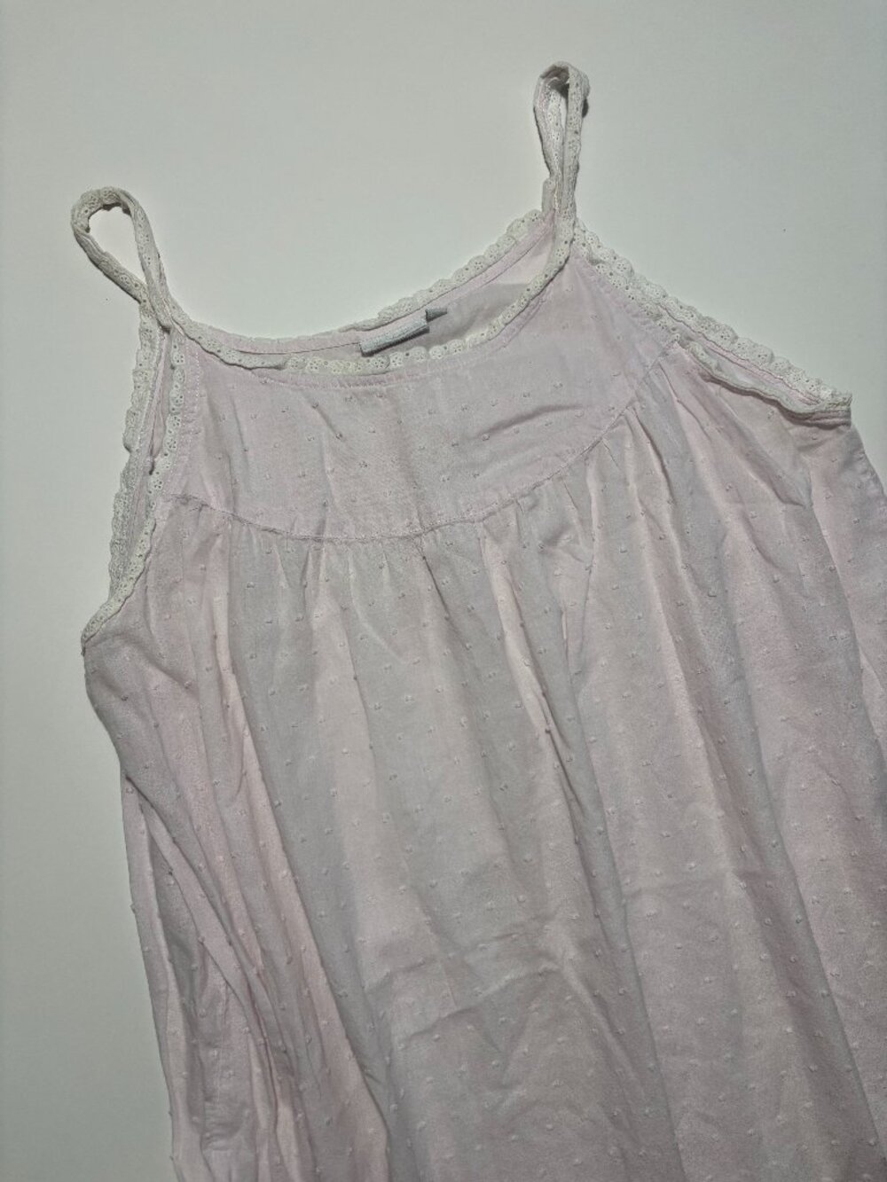 Taleen Pastel Pink & White Eyelet Lace Cotton Dress / Nightgown